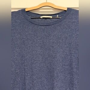 White + Warren Men's Heathered Blue Crewneck Sweater